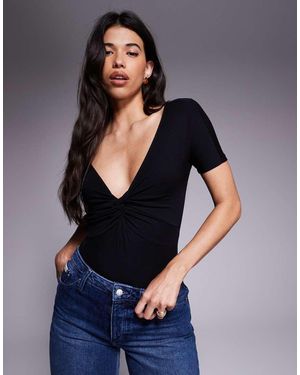 GOOD AMERICAN Jersey Twist Front Bodysuit - Blue