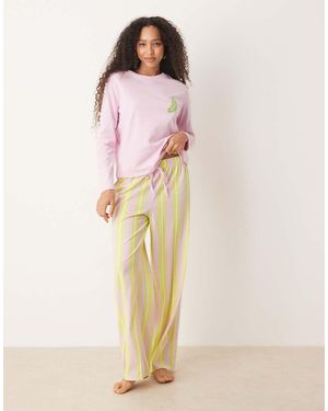 ASOS Pickle Print Oversized Long Sleeve Tee & Trouser Pyjama Set - Pink