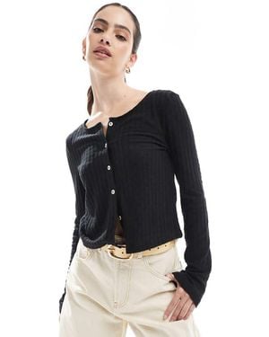 Pieces Pointelle Cardigan - Black