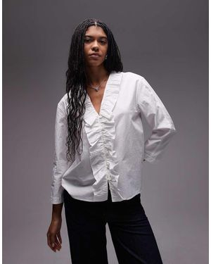ARKET Blusa Blanco Hueso Con Volante Delantero De - Gris