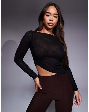 ASOS Mesh Top With Asymmetric Hem - Black