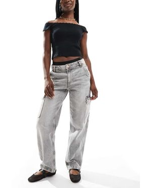 Bershka High Waisted Cargo Jeans - Black