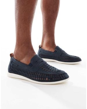 Threadbare Faux Suede Woven Loafers - Blue