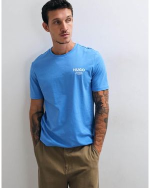 HUGO T-Shirt With Chest Print - Blue