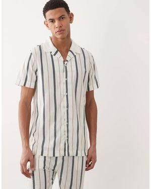 Brave Soul Textured Short Sleeve Shirt Co-ord - White