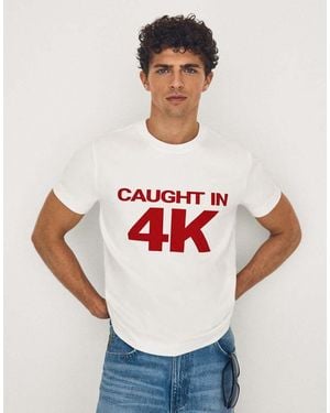 Bershka Small Fit Print T-Shirt - White