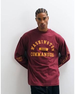 ASOS Oversized Long Sleeve T-shirt With Nfl Washington Commanders Print - Red