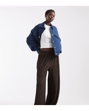 Vero Moda Pantalones De Pernera Ancha Plisados En Marrón - Azul