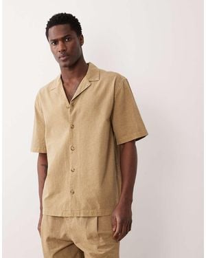 ASOS Co-ord Textured Revere Shirt - Natural