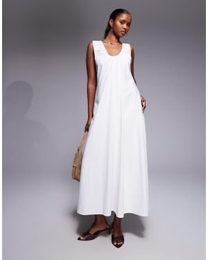 Kaiia – gerafftes midaxi-strandkleid aus baumwollmix - Grau