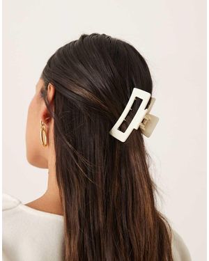 Accessorize Pinza Para El Cabello Blanca Mate Rectangular De - Marrón
