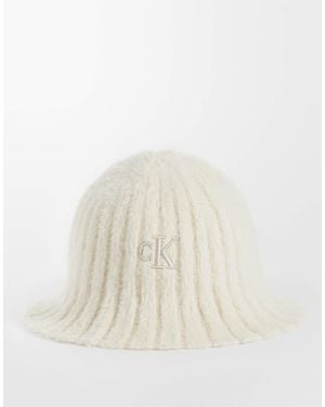 Calvin Klein Monogram Bucket Hat With Scallop Edge - Natural