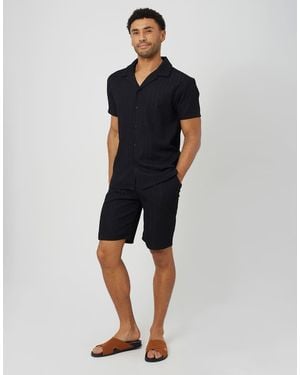Brave Soul Textured Drawcord Shorts - Blue