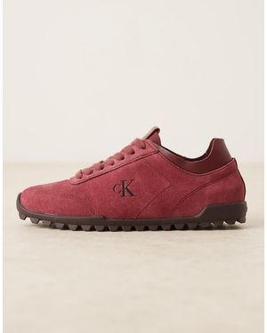 Calvin Klein Suede Low Runner Trainers - Red