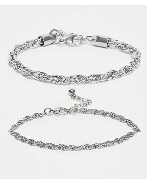 ASOS Waterproof Stainless Steel 2 Pack Twist Chain Bracelets - White