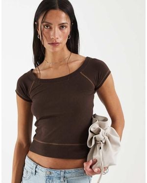 Hollister Scoop Neck Top - Brown