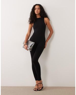 AFRM Kiki Maglia Crêpe Con Collo Alto Senza Cuciture Jumpsuit Nera - Nero
