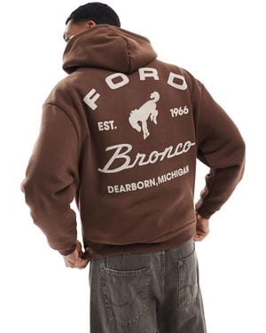 Pull&Bear Ford Back Printed Hoodie - Brown