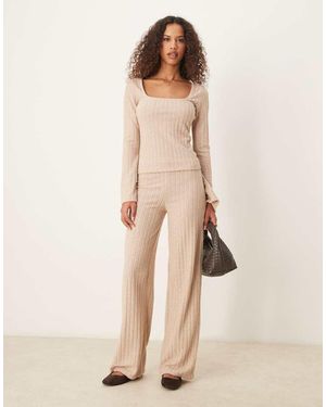ASOS Pantaloni A Fondo Ampio Color Avena A Coste Larghe Spazzolati - Neutro