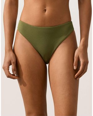 Oysho – gerippte, klassische bikinihose - Grün