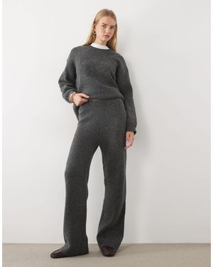 4th & Reckless Pantalon large en maille côtelée avec taille côtelée coordonné en charbon - Gris