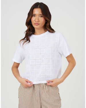 Brave Soul Cotton Crew Neck T-Shirt With Embroidered Detail - White