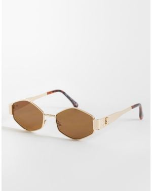 River Island Slim Metal Hexagon Sunglasses - White