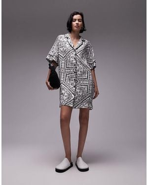 TOPSHOP Souvenir Mini Shirt Dress - Grey