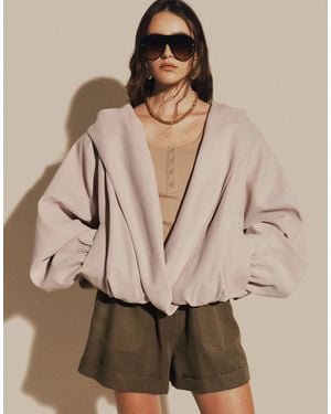 ASOS Modal Shawl Collar Hooded Bomber Jacket - Blue