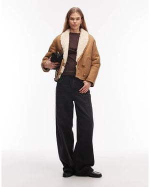 AllSaints Charlton Suede Shearling Coat - White