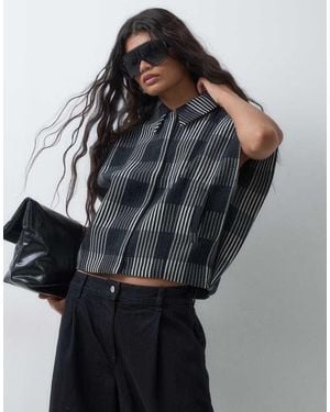 ASOS Top De Sastre Bouclé A Cuadros Monocromos-Multi - Negro