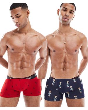 Polo Ralph Lauren Confezione Da 2 Paia Di Boxer Aderenti Rosso E Con Logo A Orsetto - Blu