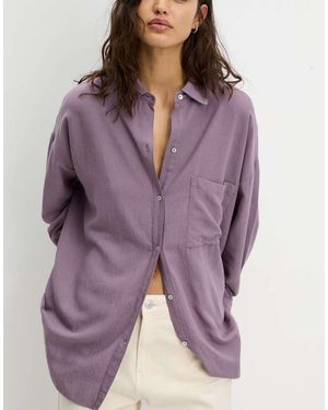 Pull&Bear Camicia Effetto Lino Oversize - Viola