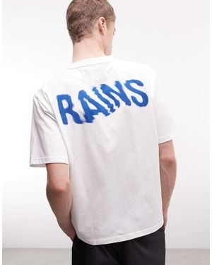 Rains 41000 Relaxed Fit Ripple Logo T-Shirt With Back Print - Blue