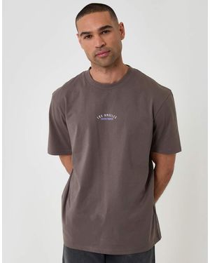 Threadbare Relaxed Fit Cotton Crew Neck T-Shirt - Brown
