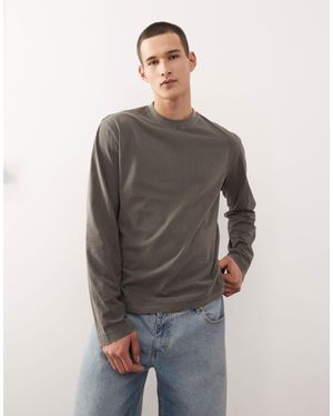 Weekday Lounge Relaxed Fit Long Sleeve T-shirt - Gray
