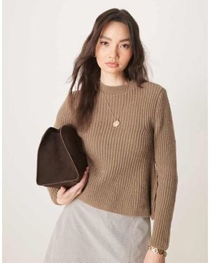 ASOS Knitted Peplum Top - Brown