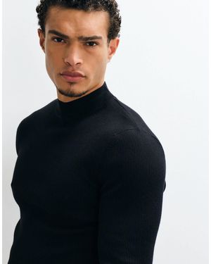 ASOS Essentials leicht gestrickter rollkragenpullover mit micro-rippstruktur und muskelshirt-passform - Blau