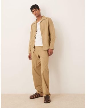 Mango Relaxed Fit Straight Leg Trouser Co-ord - Natural
