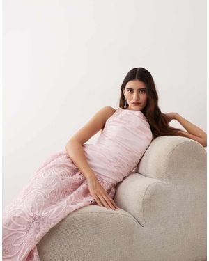 ARRANGE Vestido Largo Con Espalda Escotada, Cintura Baja Y Bordados - Rosa