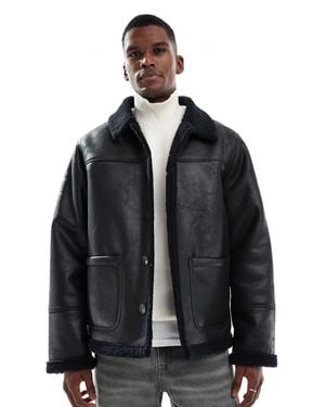 Jack & Jones Faux Shearling Jacket - Black