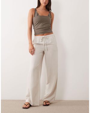 Jdy Wide Leg Linen Mix Trouser - Natural