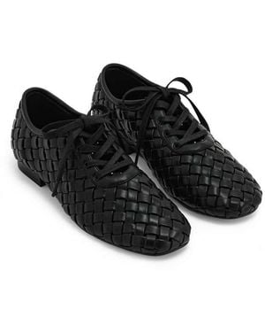 JW PEI Kayla Weave Strap Lace Up Shoes - Black