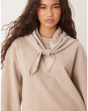 Threadbare Sweater With Scarf Detail - Natural