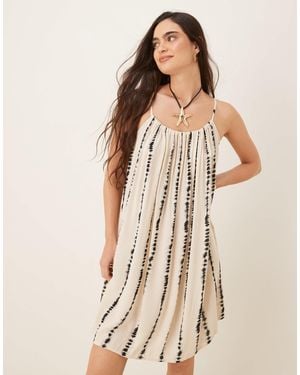 Jdy Textured Sleeveless Mini Dress With Abstract Print - Natural