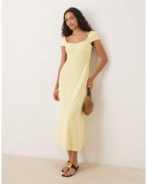 ASOS Cap Sleeve Midi Tea Dress - Natural