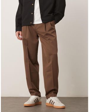 ASOS Smart Oversized Tapered Pants With Double Pleats - Black