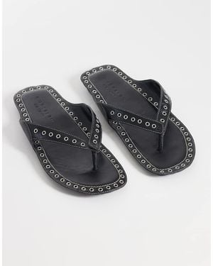 ASOS Fisher Premium Eyelet Toe Thong Sandals - Black