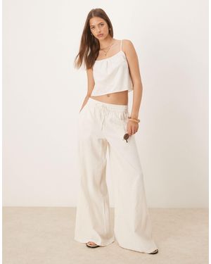 Vila Super Wide Leg Linen Look Trouser Co-ord - Natural