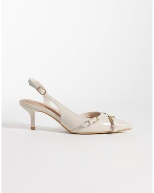 New Look Buckle Pointed Sling Back Heeled Shoe - Natural